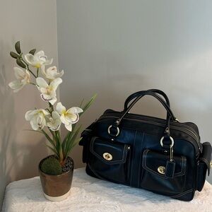 Coach Black Leather Satchel Handbag